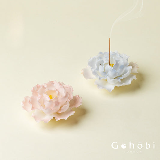 Gohobi Handmade Floral Incense Holder 009 - Pink and Blue Peony