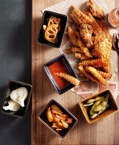 Gohobi Iridescent Kiln-Change Rectangular Ceramic Sauce Bowl