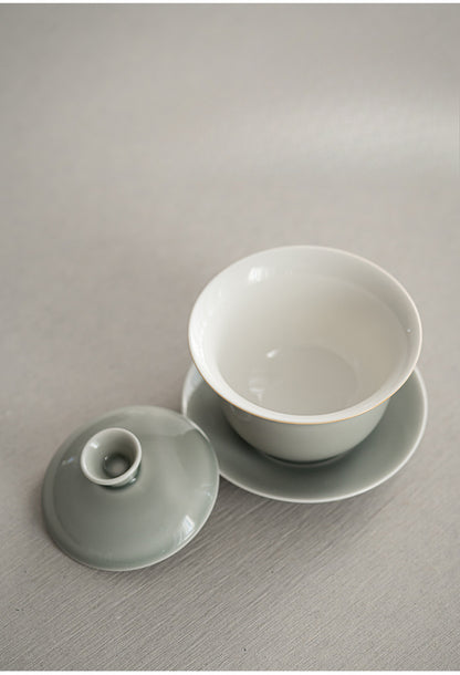 Gohobi Japanese-style Ice Ash Soot Glaze Sancai Gaiwan