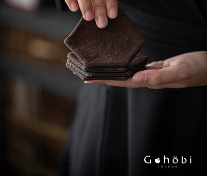 Gohobi Grass and Wood Tie-Dye Tea Coaster – Handmade Fabric Cup Holder Heat Insulation Pad