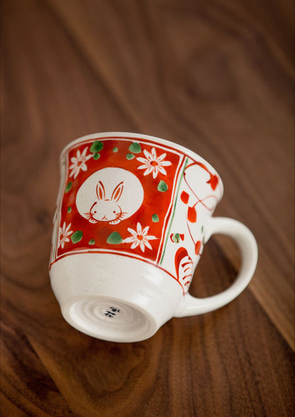 Gohobi Japanese Mino Ware Sakura Rabbit Mug Set
