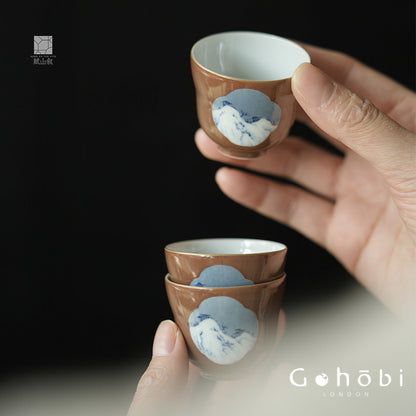 [賦山敘 x Gohobi] Gohobi Jingdezhen Hand-Painted Blue and White Teacup – Begonia Snow View Fulu Guest Cup