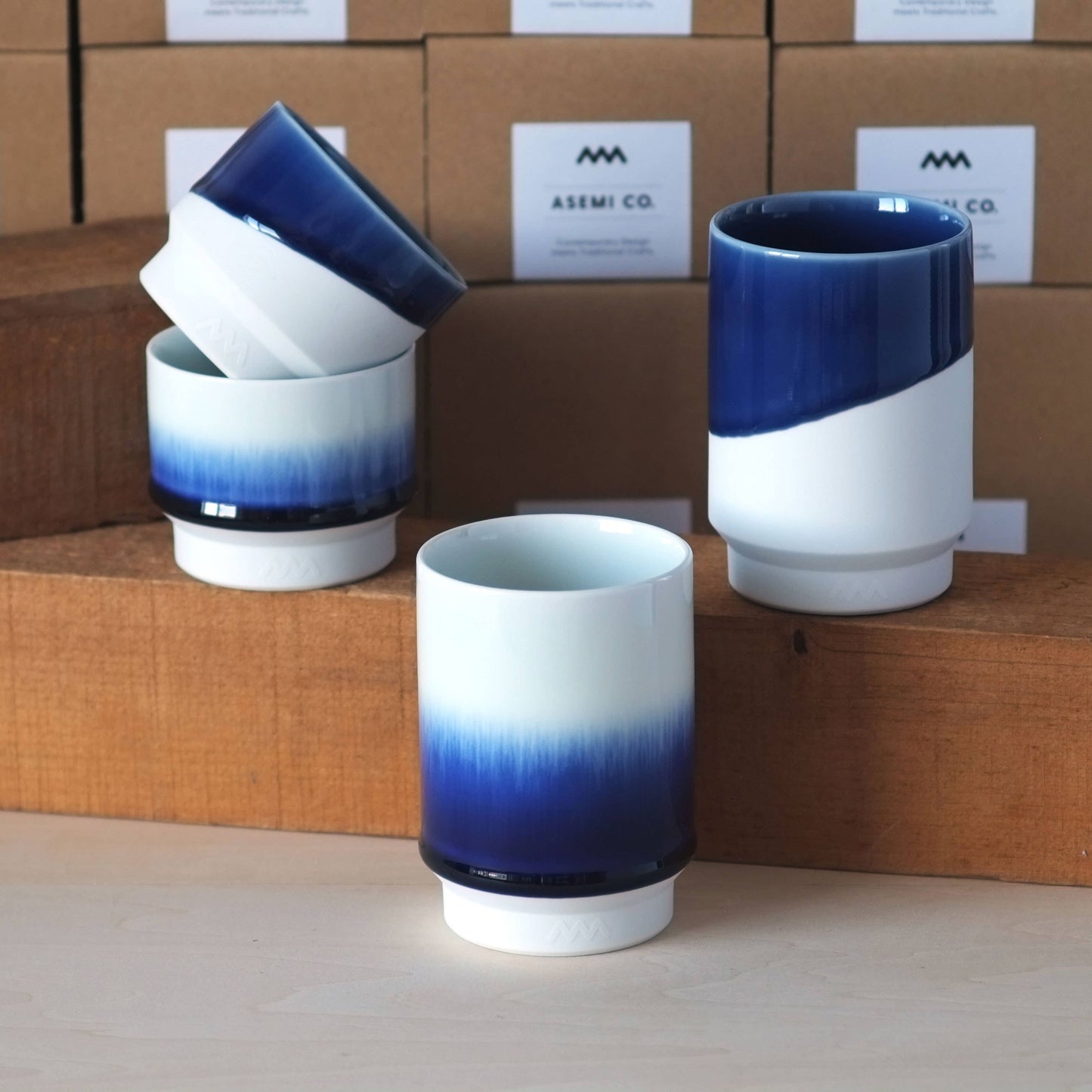 Asemi Co. Tea & Coffee Cups - Hasami Special Edition - yaki Cup Indigo Gradient [made in Japan]
