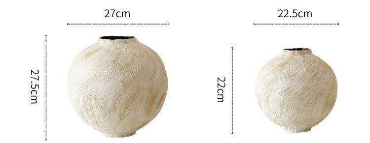 Gohobi Wabi-Sabi Japanese Ceramic Vase – Handmade White Sand Texture Decorative Vase (2 Sizes)