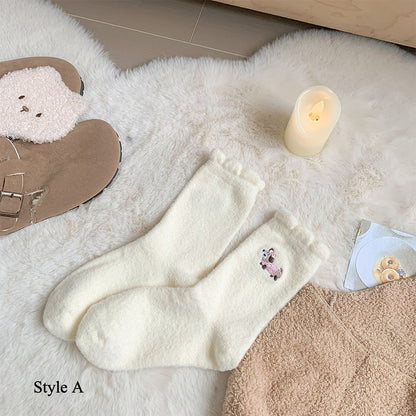 Gohobi Embroidered Puppy Plush Socks