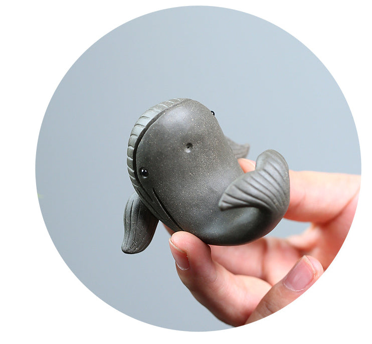 Gohobi Handmade Ceramic YiXing Clay Whale Ornament Tea pet