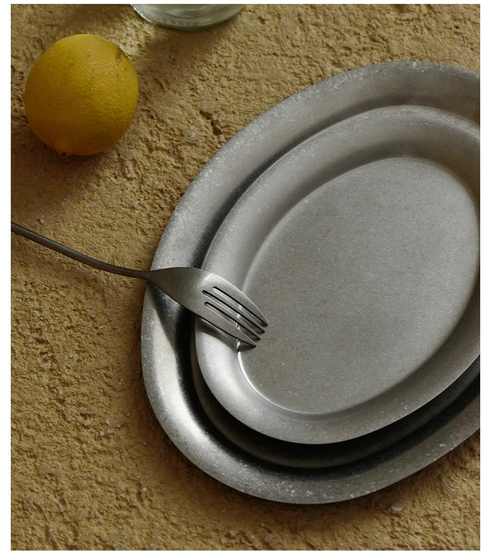 Gohobi Vintage-Style 304 Stainless Steel Oval Plate