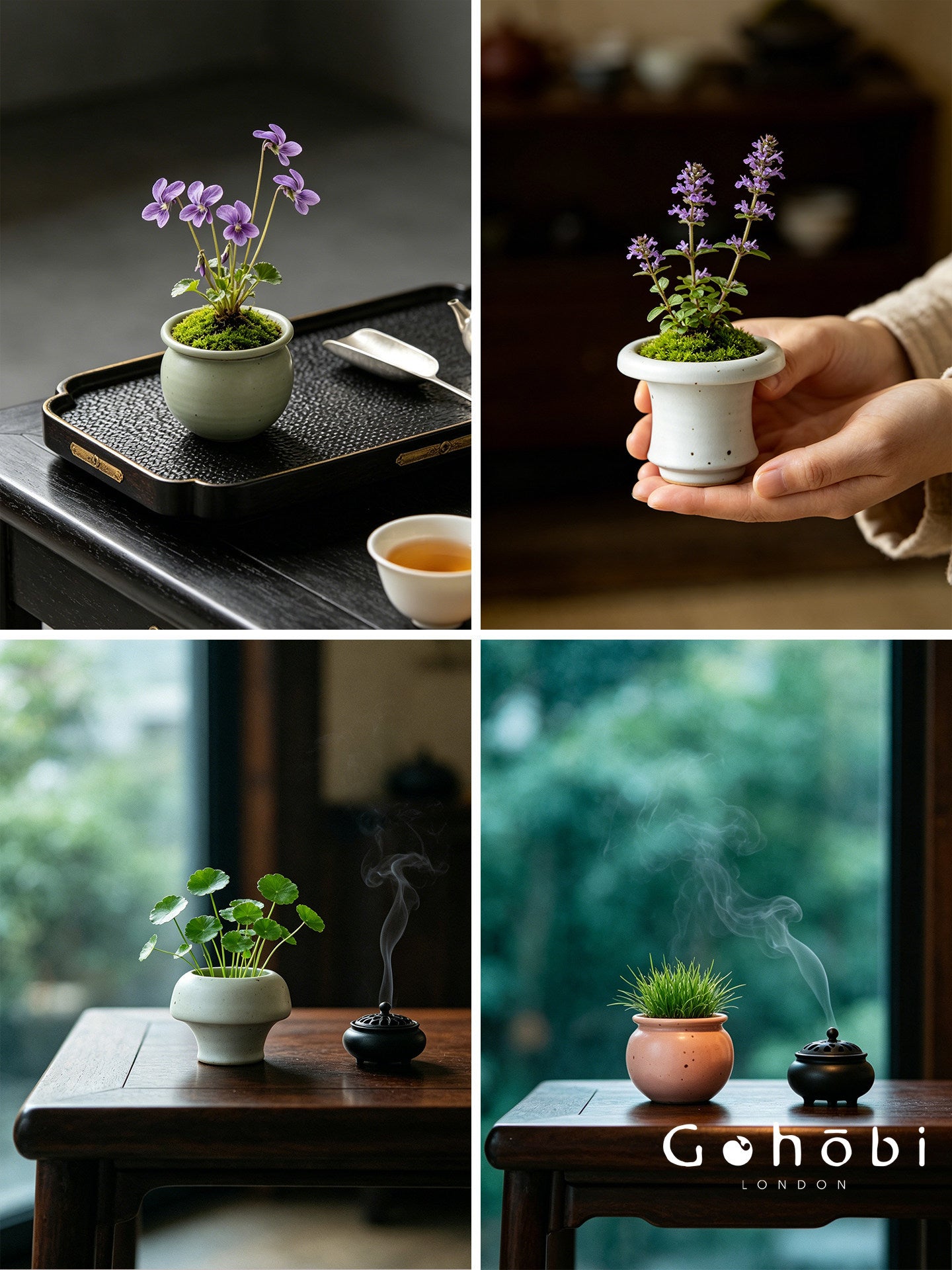 Gohobi Japanese Ikebana Mini Ceramic Vase – Jingdezhen Wabi-Sabi Desktop Flower Vase