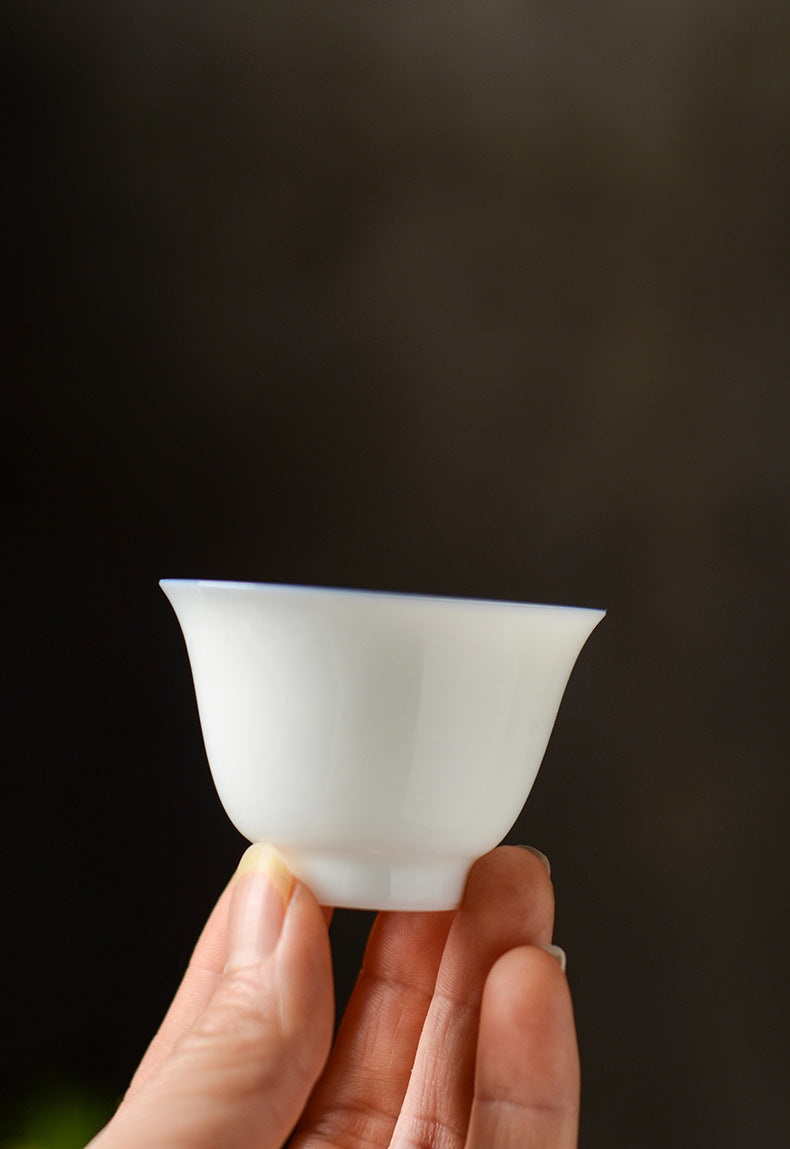 Gohobi Handmade Classic White Blue Rim Ceramic Tea Cup (Standard 60ml version)