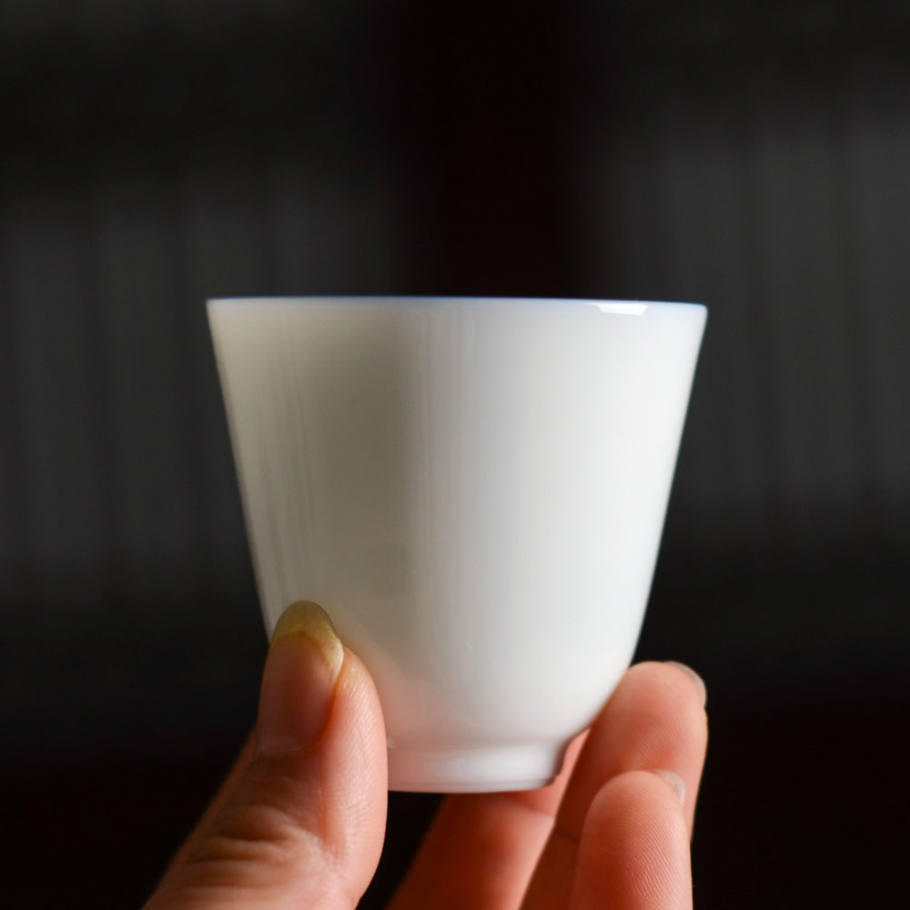 Gohobi Handmade Classic White Blue Rim Ceramic Tea Cup (Thin 60ml version)