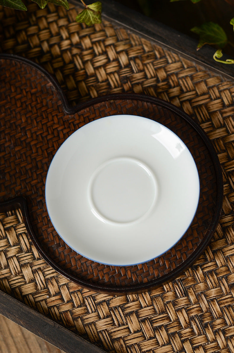 Gohobi Handmade Classic White Blue Rim Ceramic Gaiwan