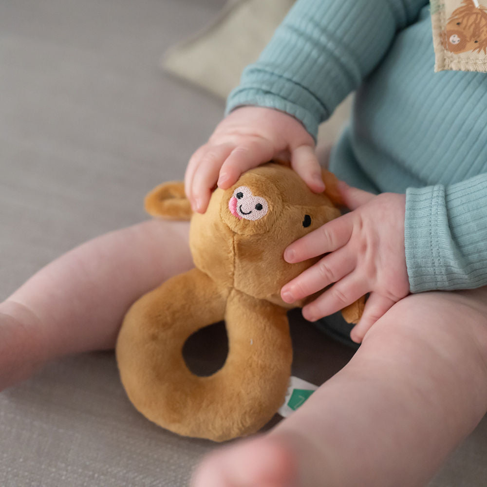 HereThe Highland Cow Plush Baby Rattle