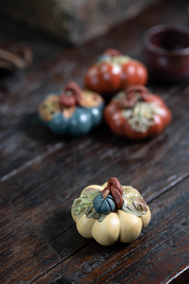 Gohobi Handmade Ceramic YiXing Clay Colourful Pumpkin Ornament Tea pet