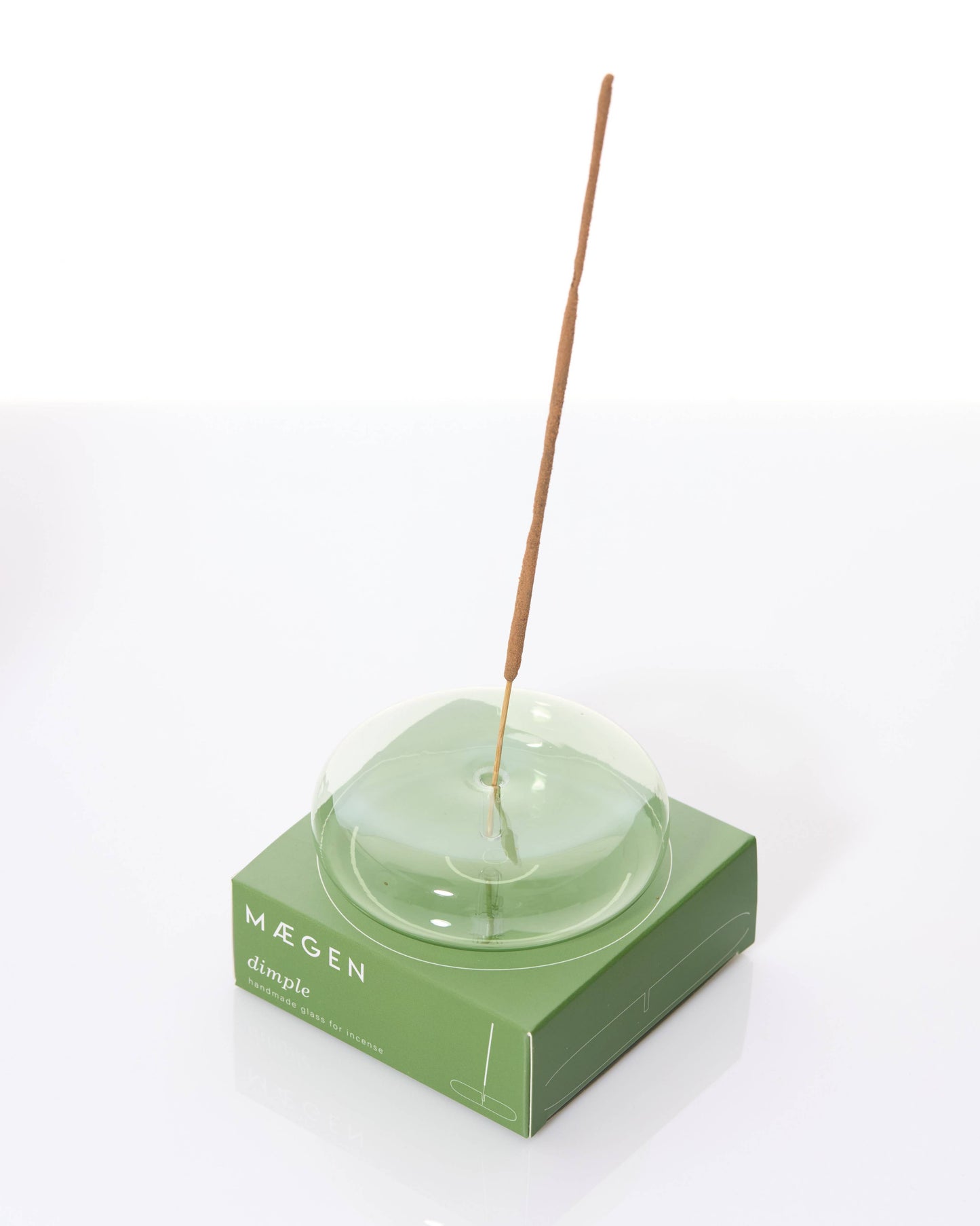 MÆGEN Dimple - Hand Blown Glass Incense Holder Green