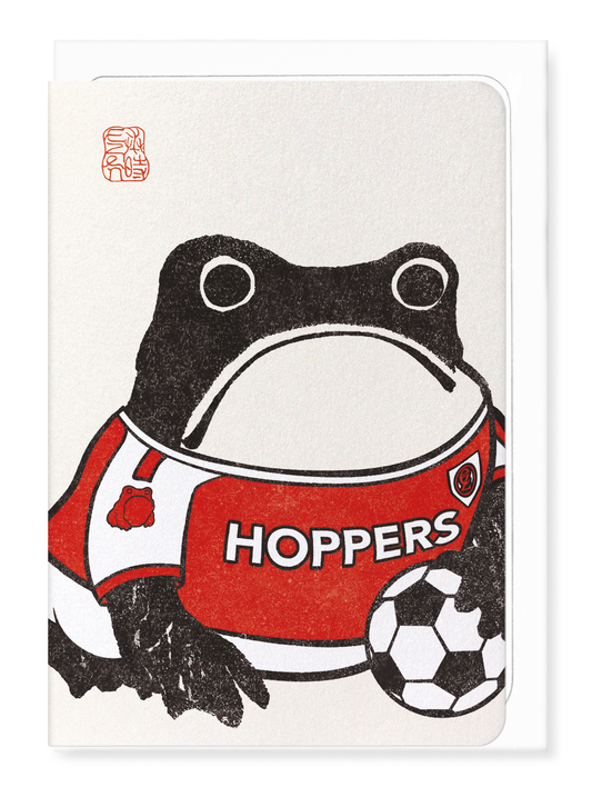 Ezen Designs FOOTBALL EZEN FROG - RED AND WHITE: Greeting Card [Made in the UK]