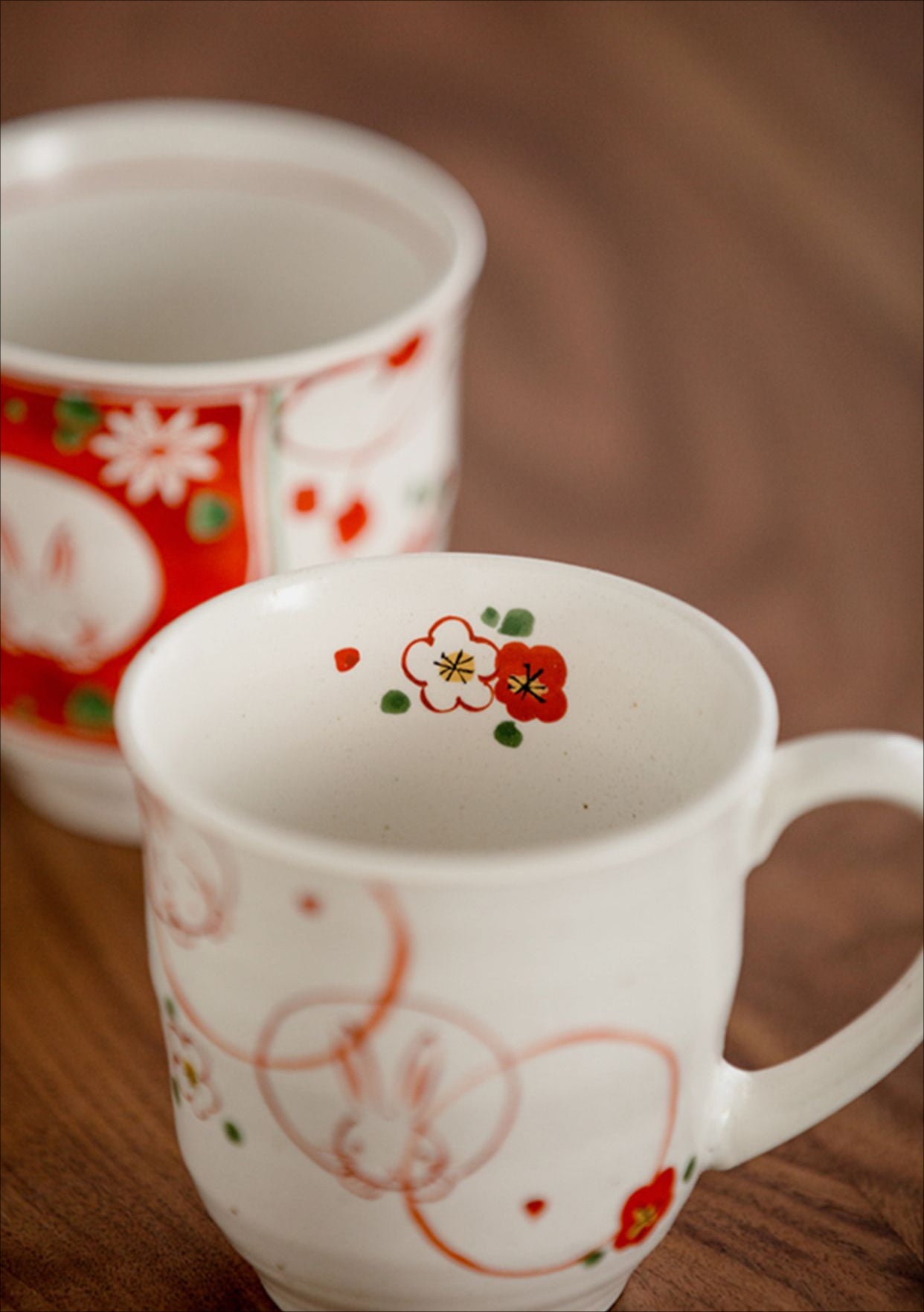 Gohobi Japanese Mino Ware Sakura Rabbit Mug Set