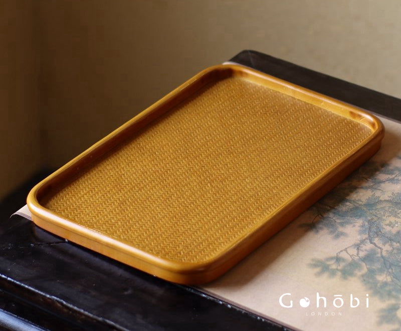 Gohobi Polished Bamboo Tea Tray – Bamboo Woven Gongfu Tea Tray