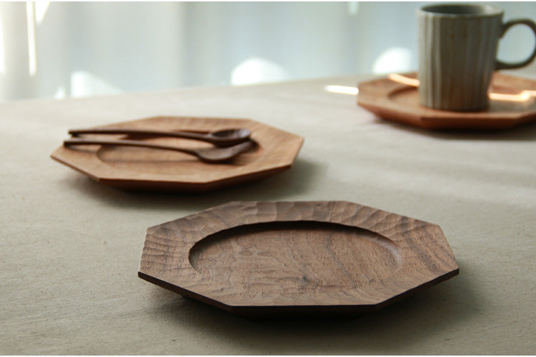 Gohobi Handcrafted Cherry Wood Octagonal Serving Tray