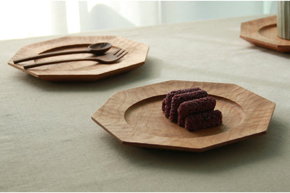 Gohobi Handcrafted Cherry Wood Octagonal Serving Tray