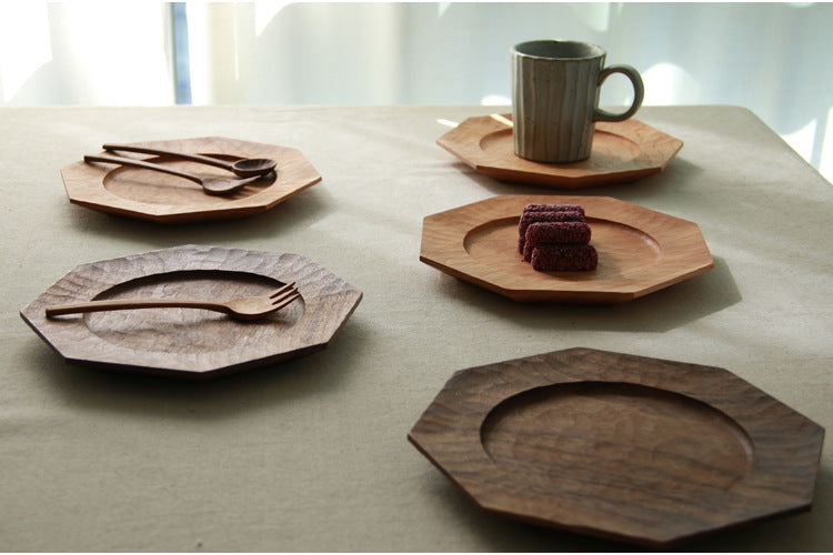 Gohobi Handcrafted Cherry Wood Octagonal Serving Tray