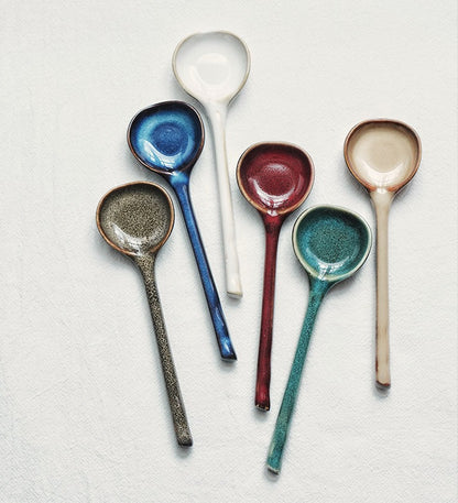 Gohobi Japanese Vintage Ceramic Long-Handle Spoon