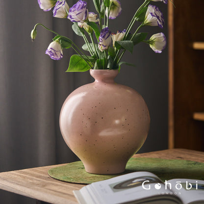 Gohobi Jingdezhen Handmade Ceramic Vase – Coarse Pottery Retro Spherical Flower Vase