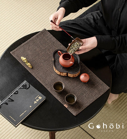 Gohobi Xiangyun Silk Tea Table Mat – Handmade Double-Sided Silk Tea Runner Zen Style