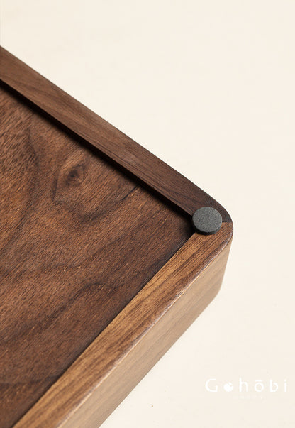 Gohobi Black Walnut Wood Tea Tray – Rectangular Solid Wood Gongfu Dry Brewing Tray