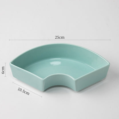 Gohobi Ink Blue Ikebana Ceramic Vase – Fan-Shaped Flower Arrangement Vessel
