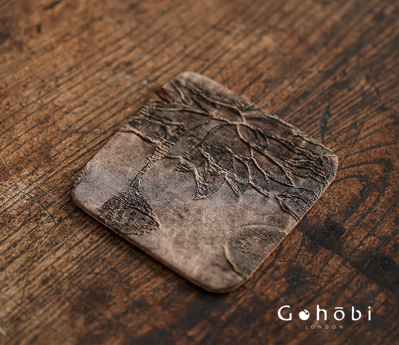 Gohobi Xiangyun Silk Tea Coaster – Handmade Tussah Silk Square Tea Mat Heat Insulation Pad