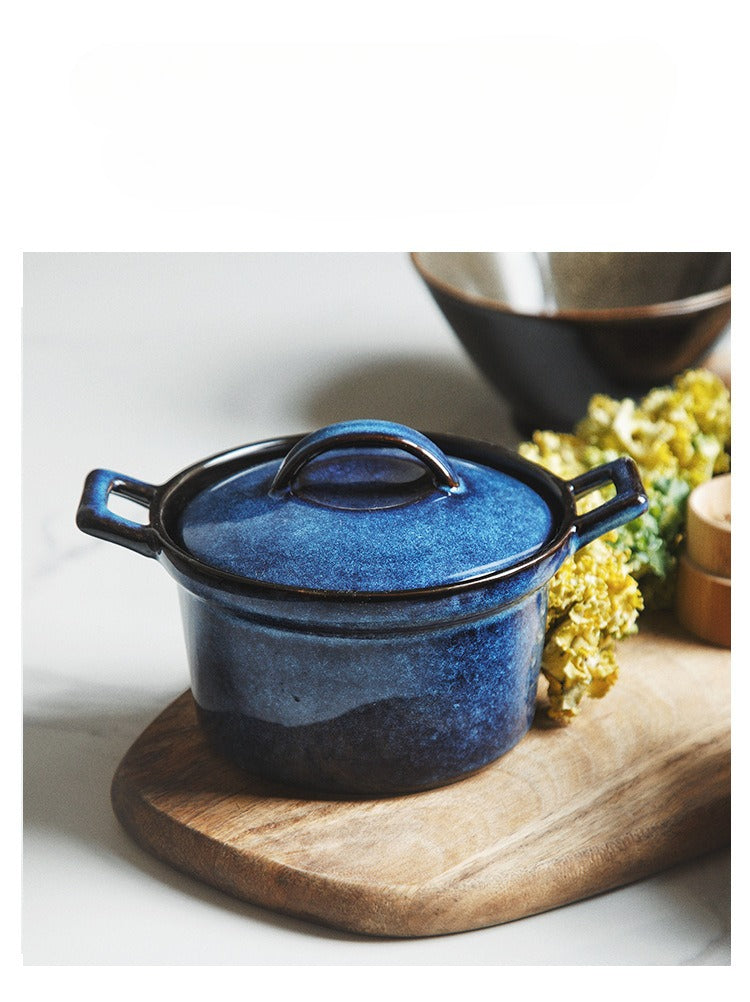 Gohobi Glaze Double-Handled Stew Pot