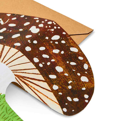 Mortlake Papers Brown Mushroom Shaped Greeting Card [Made in the UK]