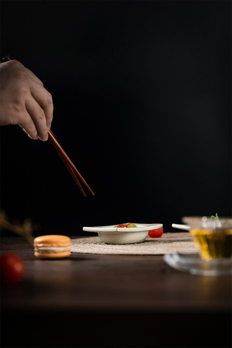 Gohobi Japanese Vintage Jingdezhen Coarse Pottery Square Condiment Dish