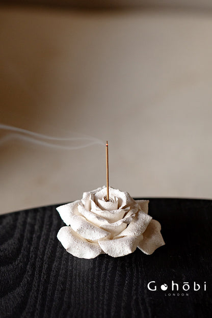 Gohobi Handmade Floral Incense Holder 002 - Black Peony and White Rose