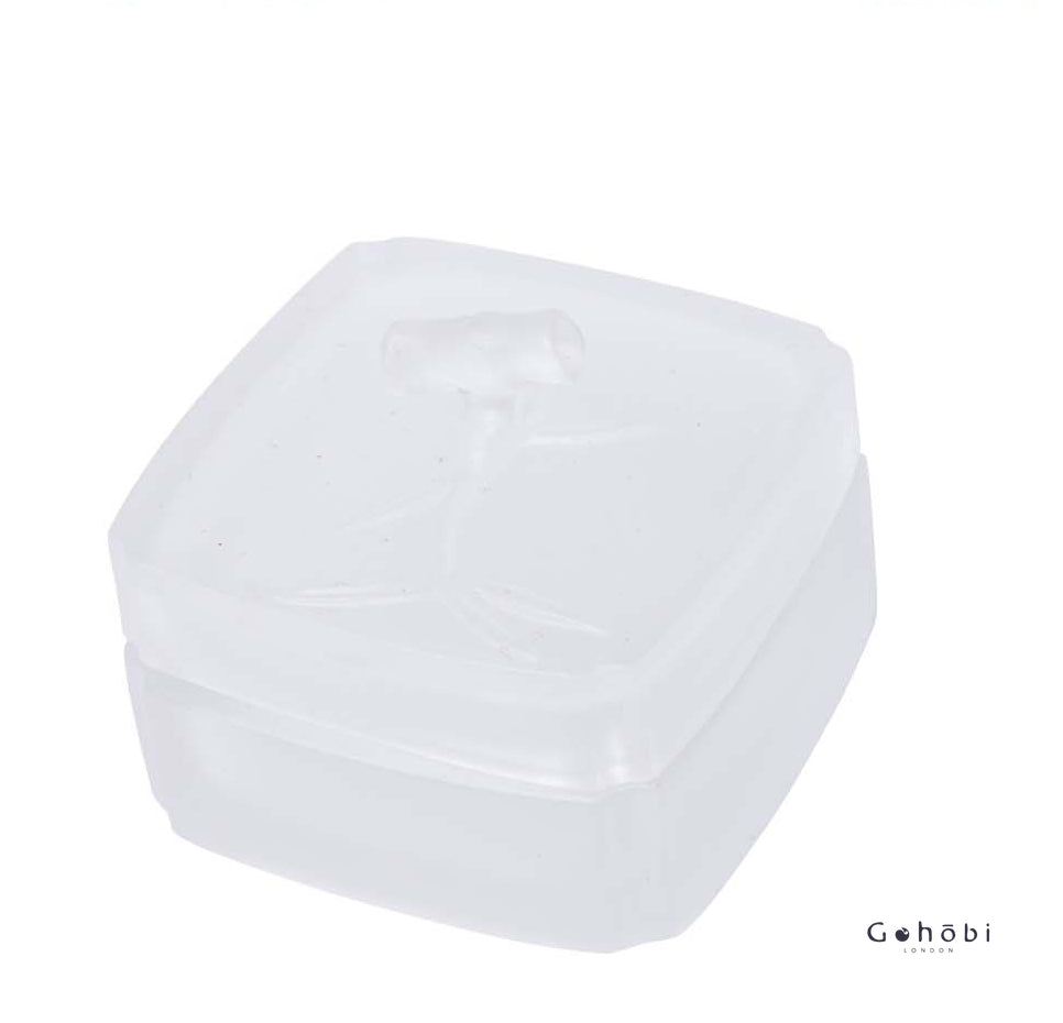 Gohobi Pate de Verre Bamboo Coloured Glass Case Ink Box Jewellery Holder Container