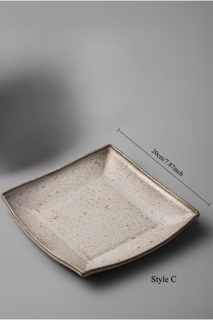 Gohobi Japanese Vintage Coarse Pottery Deep Plate