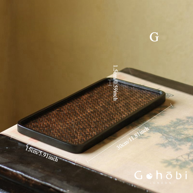 Gohobi Polished Bamboo Tea Tray – Bamboo Woven Gongfu Tea Tray