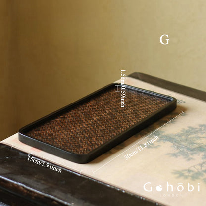 Gohobi Polished Bamboo Tea Tray – Bamboo Woven Gongfu Tea Tray