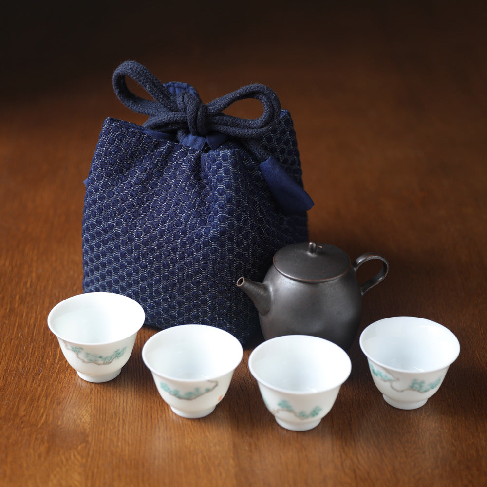 Gohobi Denim Large Teaware Storage Travel Bag