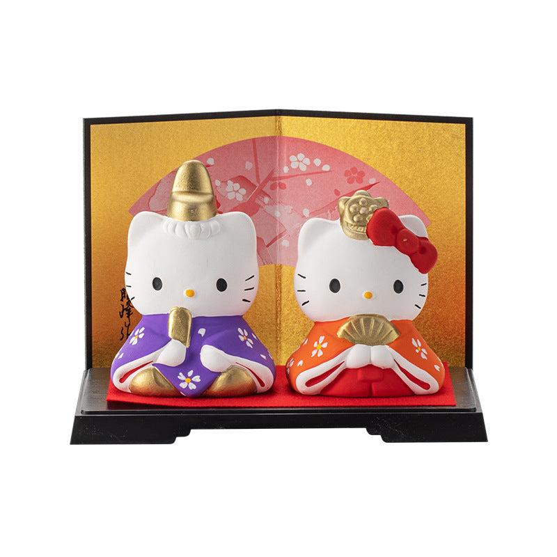 Hello Kitty Couple Ornaments - Ceramic Cute Desktop Decorations