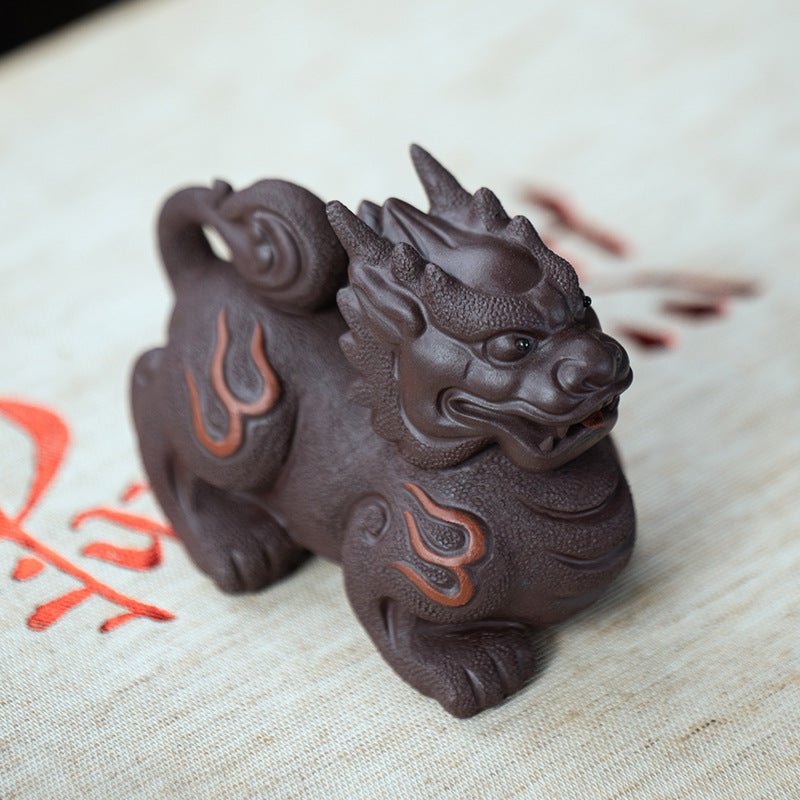 Gohobi Handmade Ceramic YiXing Clay Qilin Ornament Tea pet