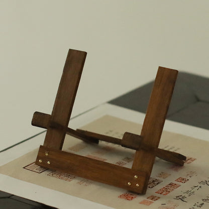 Gohobi Bamboo Pu'er Tea Cake Display Stand – Triangular Easel Shelf for Tea Ceremony Display