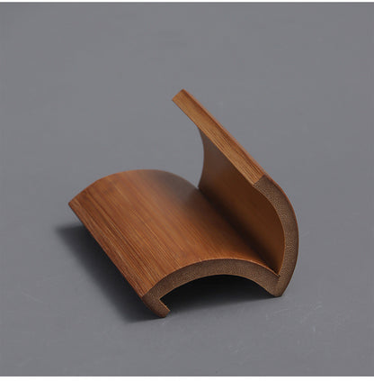 Gohobi Bamboo Pu'er Tea Cake Display Stand – Triangular Easel Shelf for Tea Ceremony Display