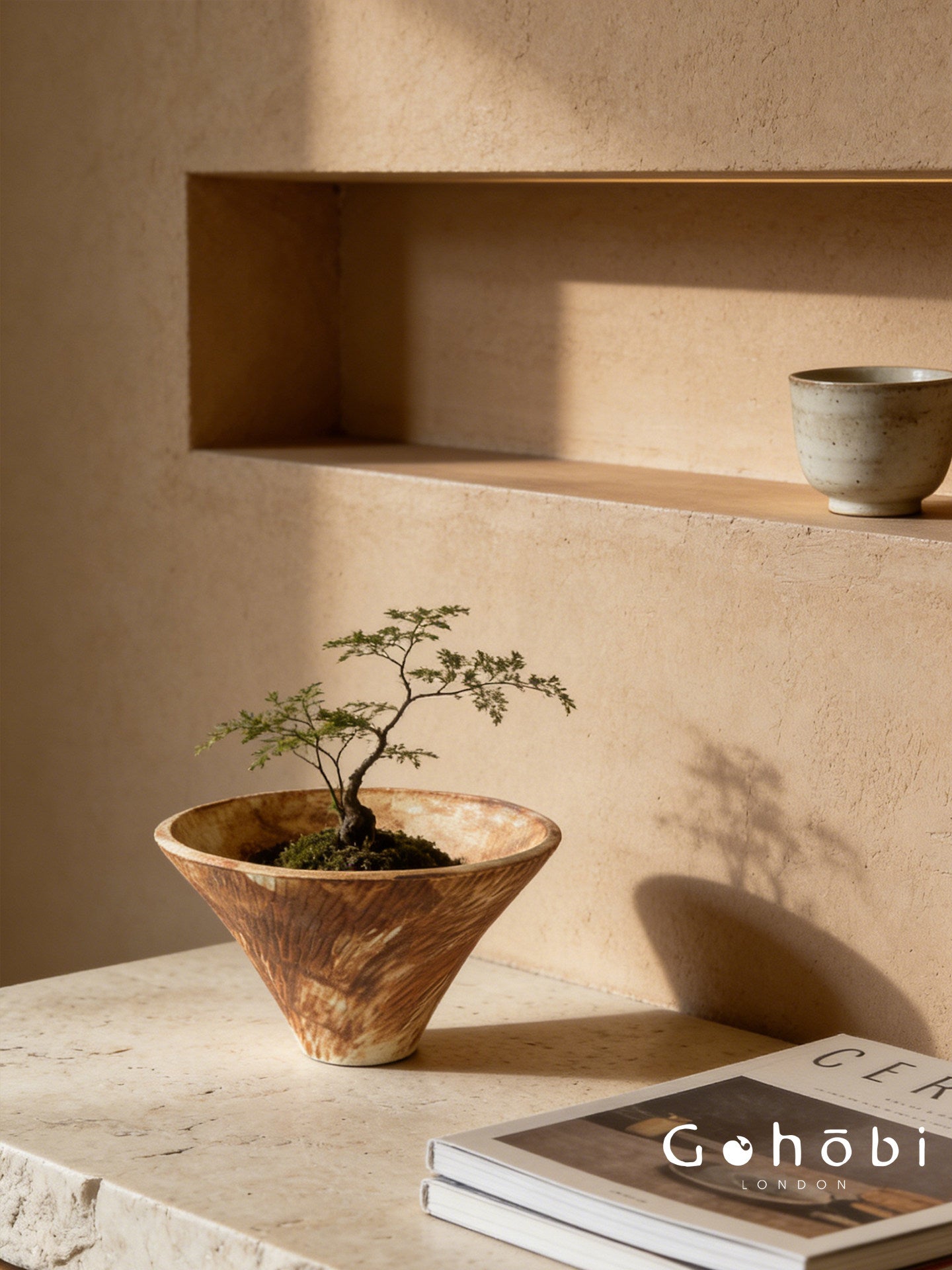 Gohobi Japanese Ikebana Ceramic Flower Pot – Jingdezhen Wabi-Sabi Desktop Planter