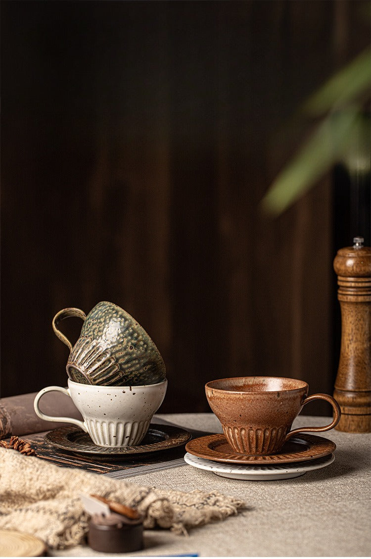 Gohobi Japanese Retro Coffee Cup and Saucer Set