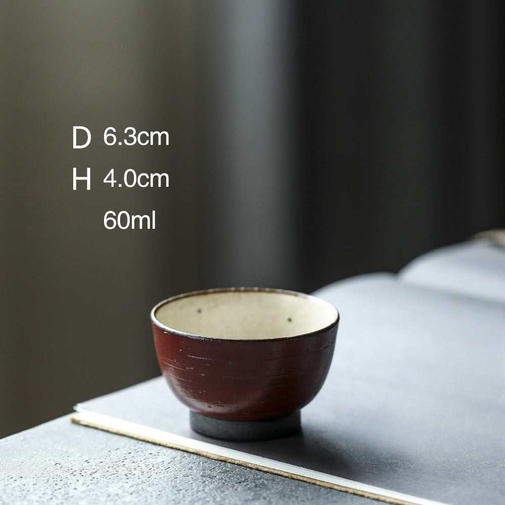 Gohobi Handmade Forbidden City Red Ceramic Tea Cup (Round 60ml version)
