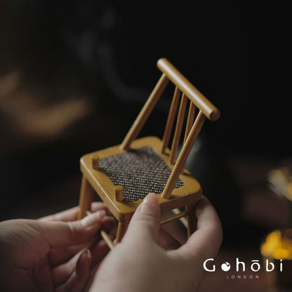 Gohobi Vintage Style Bamboo Chair Mobile Phone Holder – Mini Table Decoration