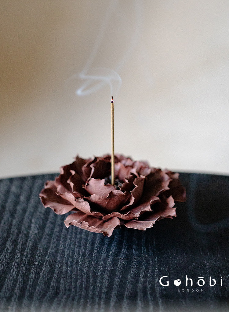 Gohobi Handmade Floral Incense Holder 004 - Peony Stoneware