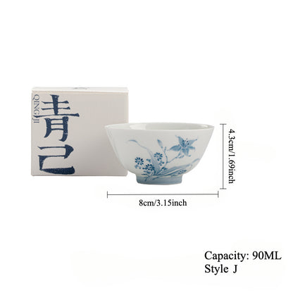 Gohobi Hand-Painted Blue-and-White Thin-Walled Teacup