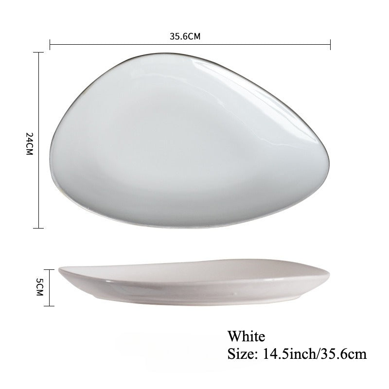 Gohobi Japanese Kiln-Glazed Irregular Oval Plate